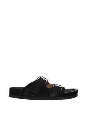 Isabel Marant Black Leather Slippers Sandals - EU42/US9