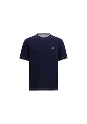 Brunello Cucinelli Blue Cotton T-Shirt - M