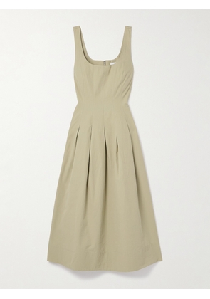 Proenza Schouler White Label - Allen Pleated Cotton-poplin Midi Dress - Neutrals - US0,US2,US4,US6,US8,US10,US12