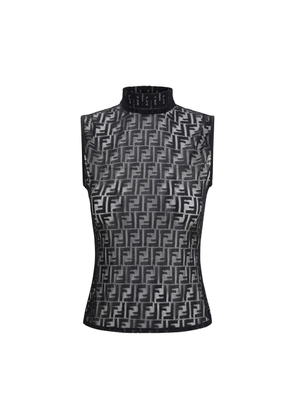 Fendi Black Polyamide Sleeveles T-Shirt - M
