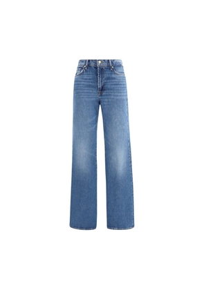 7FOR Blue Cotton Flared Jeans - W25