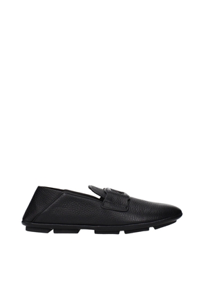 Dolce & Gabbana Black Leather Slip-On Loafers - EU39.5/US6.5
