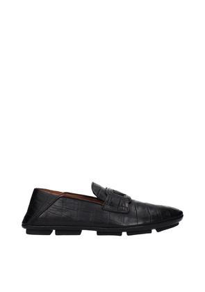 Dolce & Gabbana Black Leather Slip-On Loafers - EU40/US7