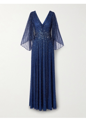Jenny Packham - Crystal And Sequin-embellished Tulle Gown - Blue - UK 6,UK 8,UK 10,UK 12,UK 14,UK 16,UK 18,UK 20,UK 22