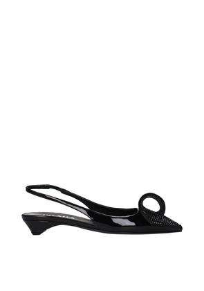 Prada Black Leather Flat Sandals - EU38/US8