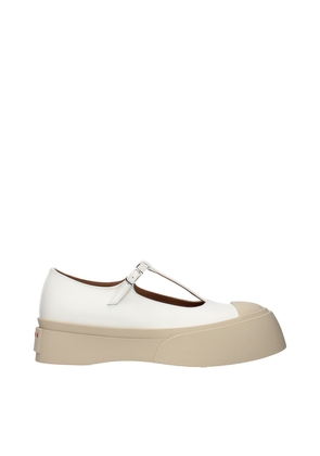 Marni White Leather Slip-On Loafers - EU39/US9