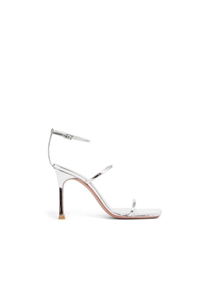 Amina Muaddi Silver Calfskin Stiletto Heel Sandals - EU36/US6