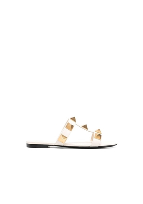 Valentino Garavani White Calfskin Flat Sandals - EU36/US6
