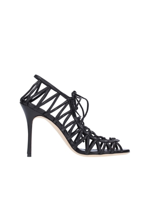 Manolo Blahnik Black Leather Sandals - EU37/US7