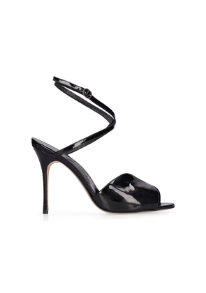 Manolo Blahnik Black Calfskin Stiletto Heel Sandals - EU37/US7