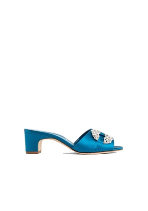 Manolo Blahnik Blue Silk Mules - EU36/US6
