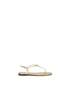 Giuseppe Zanotti Gold Calf Leather Bos Taurus Flat Sandals - EU37/US7
