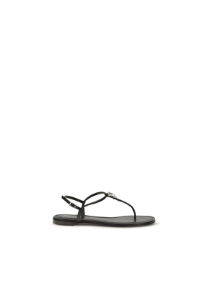Giuseppe Zanotti Black Calf Leather Bos Taurus Flat Sandals - EU37/US7