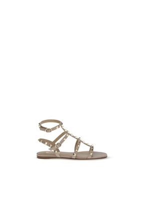 Valentino Garavani Beige Calf Leather Bos Taurus Flat Sandals - EU40/US10