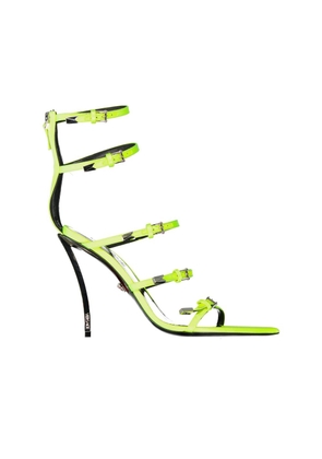 Versace Bicolor Silk Stiletto Heel Sandals - EU37/US7