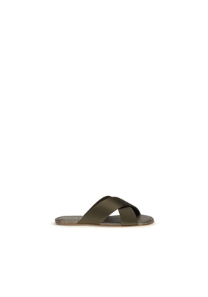 Pedro García Brown Silk Flat Sandals - EU37.5/US7.5