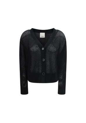 Allude Black Fleece Wool Cardigan - S