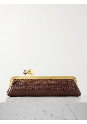 Jacquemus - Le Salon Croc-effect Leather Clutch - Brown - One size