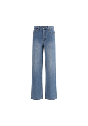 Self-Portrait Blue Cotton Straight-Leg Jeans - W25