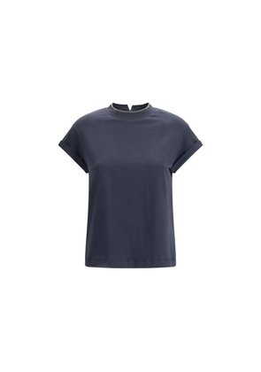 Brunello Cucinelli Blue Elastane T-Shirt - M