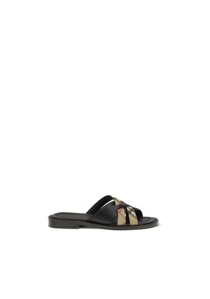 Burberry Black Calf Leather Bos Taurus Flat Sandals - EU42/US9