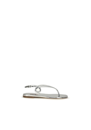 Casadei Silver Calf Leather Bos Taurus Flat Sandals - EU36.5/US6.5