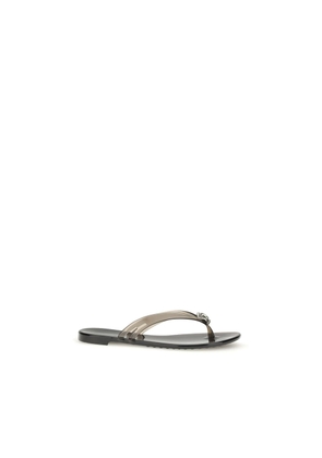 Casadei Black Polyurethane Flat Sandals - EU37/US7