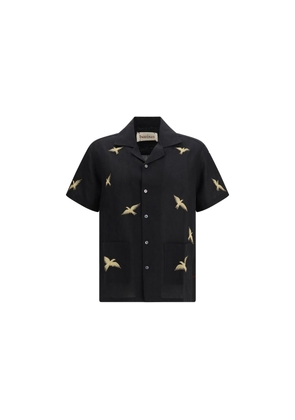 Baziszt Black Cotton Pattern Shirt - M