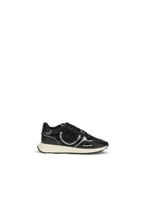 PINKO Black Calf Leather Bos Taurus Athletic Sneakers - EU40/US10