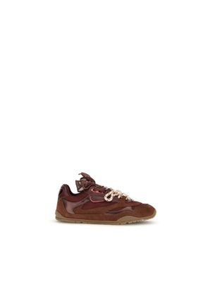 PINKO Bordeaux Calf Leather Bos Taurus Chunky Sneakers - EU40/US10