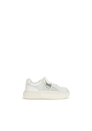 PINKO White Calf Leather Bos Taurus Platform Sneakers - EU37/US7