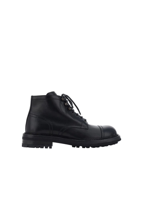 Dolce & Gabbana Black Calfskin Lace-Up Boots - EU39.5/US6.5