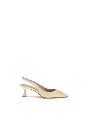 Santoni Beige Calf Leather Bos Taurus Mid Heel Pumps - EU36.5/US6.5