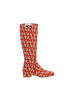 Valentino Garavani Beige Canvas Lace-Up Boots - EU37/US7