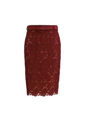 Self-Portrait Bordeaux Polyester Midi Skirt - 10