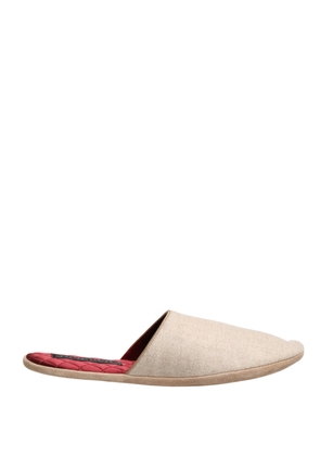 Dolce & Gabbana Beige Shetland Wool Red Quilted Slippers Shoes - EU43/US10