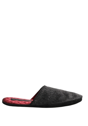 Dolce & Gabbana Dark Grey Charcoal Wool Red Slippers Shoes - EU40/US7