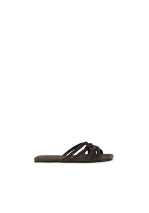 Brunello Cucinelli Brown Calf Leather Bos Taurus Flat Sandals - EU41/US11