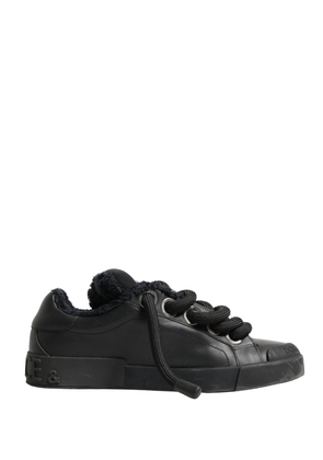 Dolce & Gabbana Black Calf Leather Nappa Lace-Up Sneakers Shoes - EU44/US11