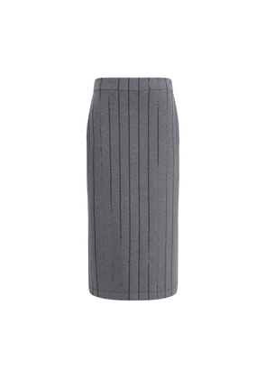 Brunello Cucinelli Gray Cotton Midi Skirt - S