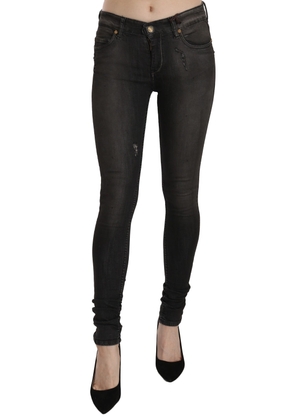 PLEIN SUD Cotton Black Washed Low Waist Skinny Denim Jeans - W27