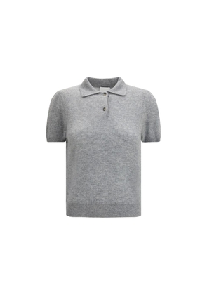 Allude Gray Cashmere Shortsleeve Shirt - M