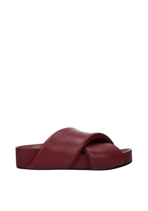 Jil Sander Red Leather Slippers - EU39/US9