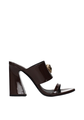 Versace Brown Leather Stiletto Heel Sandals - EU37/US7