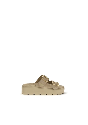 Prada Beige Calf Leather Bos Taurus Platform Sandals - EU38.5/US8.5