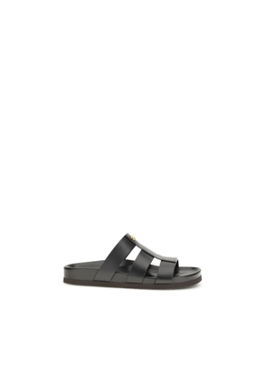 Valentino Garavani Black Calf Leather Bos Taurus Sandals - EU41/US8