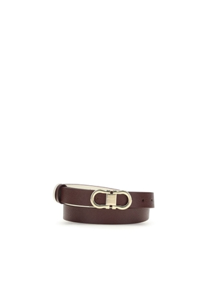 Ferragamo Brown Calf Leather Bos Taurus Thin Belt - 85 cm / 34 Inches