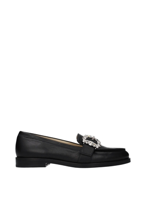 Jimmy Choo Black Leather Slip-On Loafers - EU37.5/US7.5