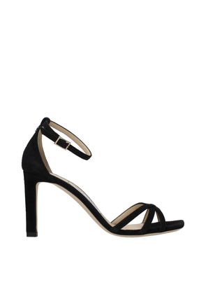 Jimmy Choo Black Leather Stiletto Heel Sandals - EU37/US7