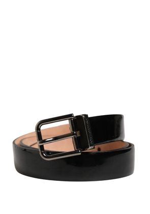 Dolce & Gabbana Men Black Classic Leather Metal Buckle Belt - 105 cm / 42 Inches